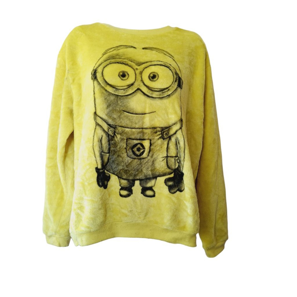 Despicable Me Minion Yellow Black Fleece Sweatshirt Size L